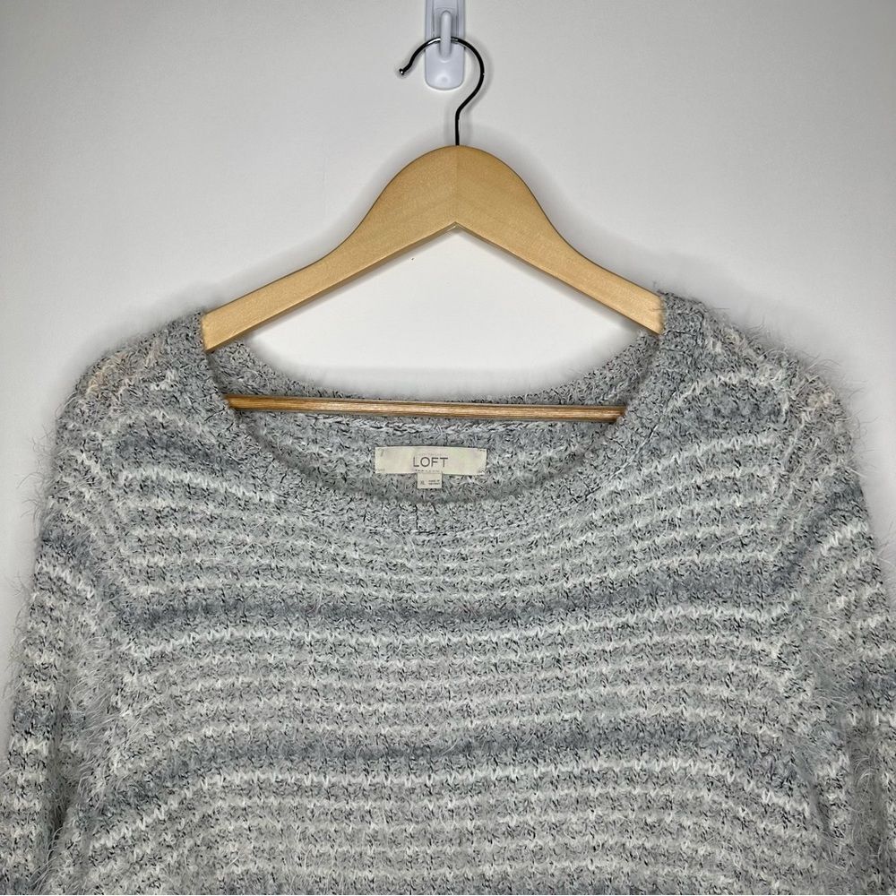 Loft Gray White Wool Fuzzy Sweater XL #D0958 - Picture 4 of 14
